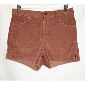 AERIE High Waist Lightweight Corduroy Salmon Mauve Cut‎ Off Shorts LARGE NEW